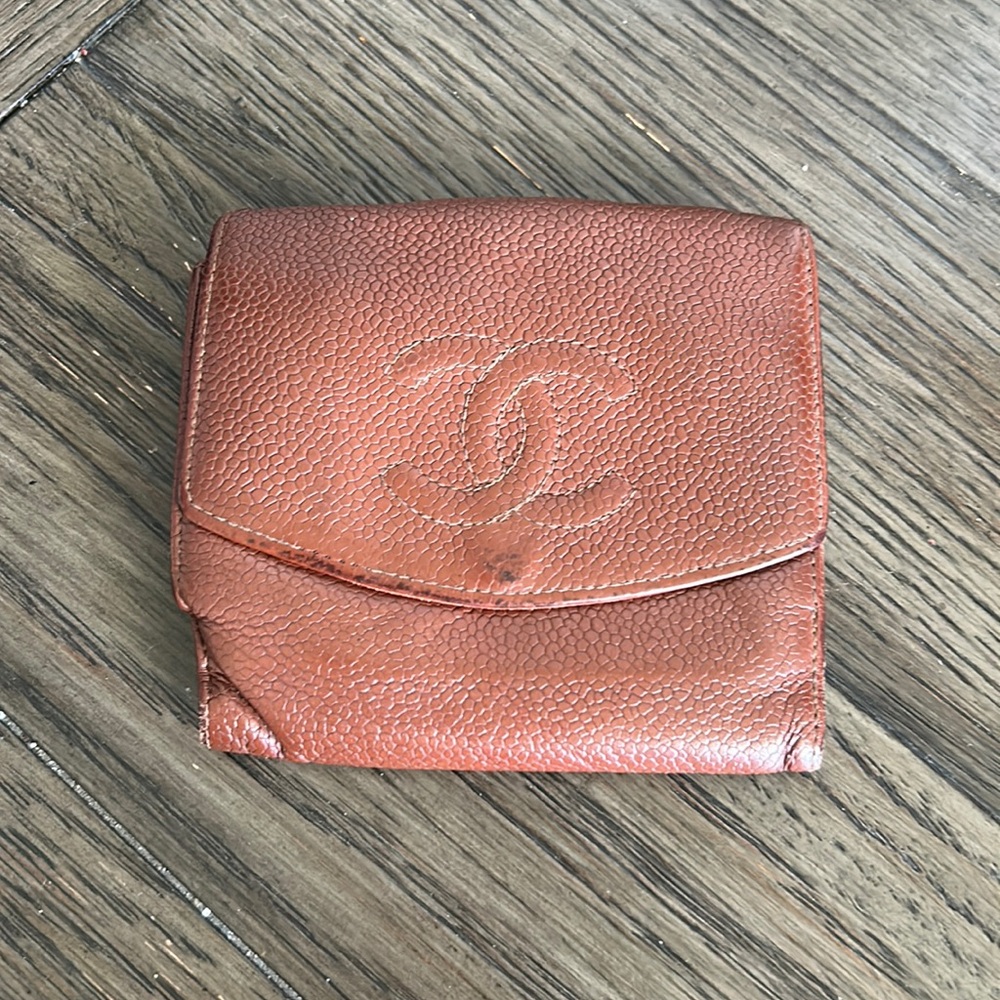 Chanel Brown Caviar Leather Wallet